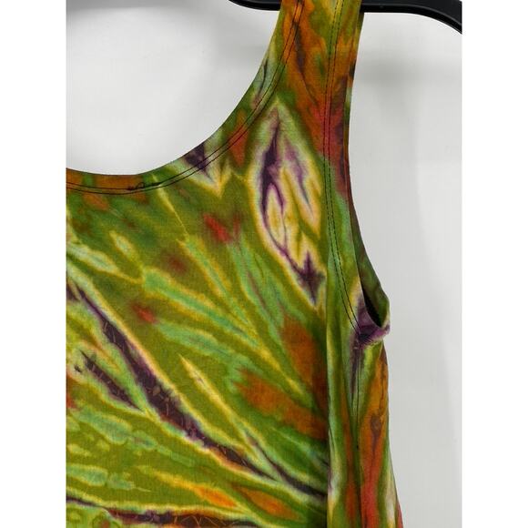 SACRED THREADS Women's Green-Multi Print Asymmetrical Hem Cropped Tank Top SZ OS - Picture 5 of 10
